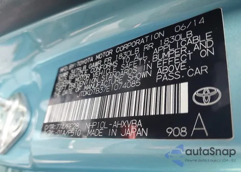 2014 Toyota Prius C Two z USA, uszkodzony, nr VIN JTDKDTB37E1074085